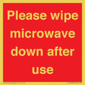 PV12296: Please wipe microwave down after use
