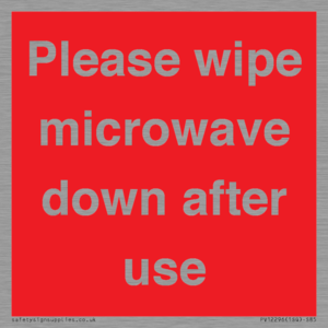 PV12296: Please wipe microwave down after use