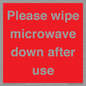 PV12296: Please wipe microwave down after use