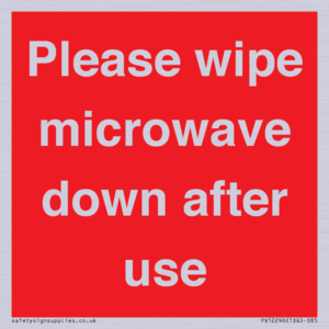 PV12296: Please wipe microwave down after use