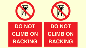 Do Not Jump Racking Signs PV12431: DO NOT CLIMB ON RACKING – Viking Signs