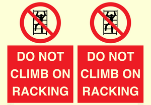 Do Not Jump Racking Signs PV12431: DO NOT CLIMB ON RACKING – Viking Signs