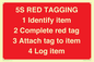 PV12464: 5S RED TAGGING 1 Identify item 2 Complete red tag 3 Attach tag to item 4 Log item