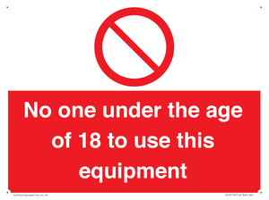 PV12713: No one under the age of 18 to use this equipment