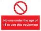 PV12713: No one under the age of 18 to use this equipment