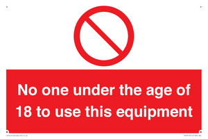 PV12713: No one under the age of 18 to use this equipment
