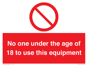 PV12713: No one under the age of 18 to use this equipment