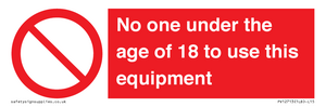 PV12713: No one under the age of 18 to use this equipment