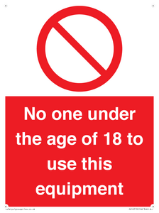 PV12713: No one under the age of 18 to use this equipment