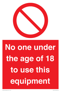PV12713: No one under the age of 18 to use this equipment