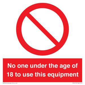 PV12713: No one under the age of 18 to use this equipment