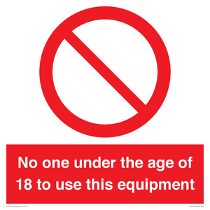 PV12713: No one under the age of 18 to use this equipment