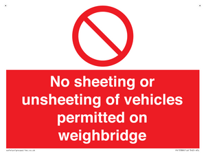PV13388: No sheeting or unsheeting of vehicles permitted on weighbridge