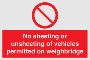 PV13388: No sheeting or unsheeting of vehicles permitted on weighbridge