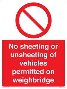 PV13388: No sheeting or unsheeting of vehicles permitted on weighbridge