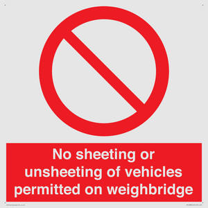 PV13388: No sheeting or unsheeting of vehicles permitted on weighbridge