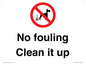 PV1406: No fouling Clean it up sign