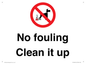 PV1406: No fouling Clean it up sign