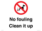 PV1406: No fouling Clean it up sign