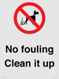 PV1406: No fouling Clean it up sign