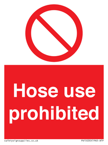 PV15030: Hose use prohibited