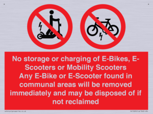 PV15295: No storage or charging of E-Bikes, E-Scooters, Mobility Scooters