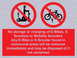 PV15295: No storage or charging of E-Bikes, E-Scooters, Mobility Scooters