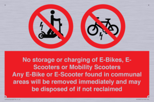PV15295: No storage or charging of E-Bikes, E-Scooters, Mobility Scooters