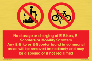 PV15295: No storage or charging of E-Bikes, E-Scooters, Mobility Scooters