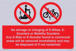 PV15295: No storage or charging of E-Bikes, E-Scooters, Mobility Scooters