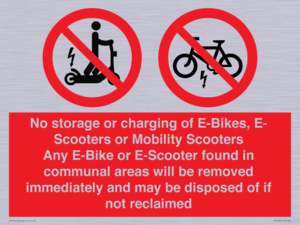 PV15295: No storage or charging of E-Bikes, E-Scooters, Mobility Scooters