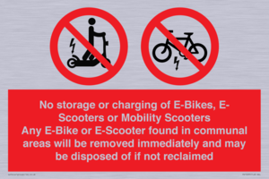 PV15295: No storage or charging of E-Bikes, E-Scooters, Mobility Scooters