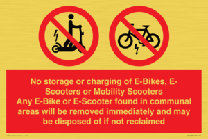 PV15295: No storage or charging of E-Bikes, E-Scooters, Mobility Scooters