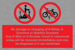 PV15295: No storage or charging of E-Bikes, E-Scooters, Mobility Scooters