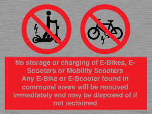 PV15295: No storage or charging of E-Bikes, E-Scooters, Mobility Scooters