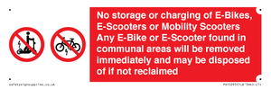 PV15295: No storage or charging of E-Bikes, E-Scooters, Mobility Scooters