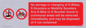 PV15295: No storage or charging of E-Bikes, E-Scooters, Mobility Scooters