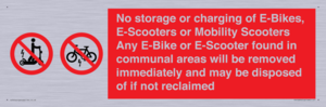 PV15295: No storage or charging of E-Bikes, E-Scooters, Mobility Scooters