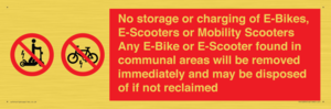 PV15295: No storage or charging of E-Bikes, E-Scooters, Mobility Scooters