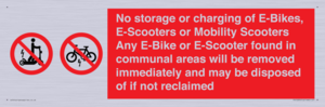 PV15295: No storage or charging of E-Bikes, E-Scooters, Mobility Scooters