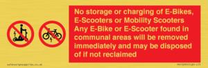 PV15295: No storage or charging of E-Bikes, E-Scooters, Mobility Scooters