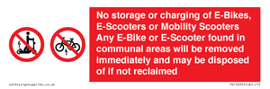 PV15295: No storage or charging of E-Bikes, E-Scooters, Mobility Scooters