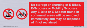 PV15295: No storage or charging of E-Bikes, E-Scooters, Mobility Scooters