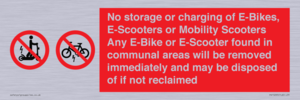 PV15295: No storage or charging of E-Bikes, E-Scooters, Mobility Scooters