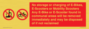 PV15295: No storage or charging of E-Bikes, E-Scooters, Mobility Scooters