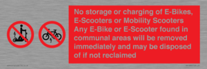 PV15295: No storage or charging of E-Bikes, E-Scooters, Mobility Scooters