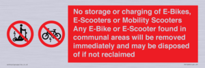 PV15295: No storage or charging of E-Bikes, E-Scooters, Mobility Scooters