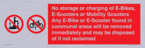 PV15295: No storage or charging of E-Bikes, E-Scooters, Mobility Scooters