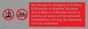 PV15295: No storage or charging of E-Bikes, E-Scooters, Mobility Scooters