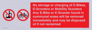 PV15295: No storage or charging of E-Bikes, E-Scooters, Mobility Scooters